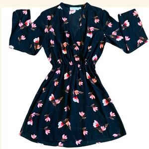 All in Favor Black Floral Dress Size Small